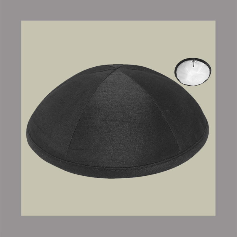 Black Raw Silk Kippah